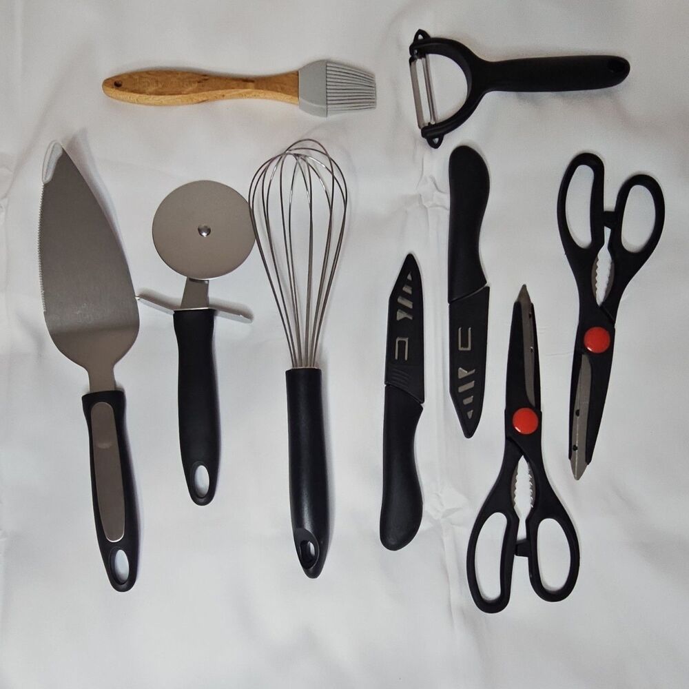 NEW Kitchen Tool Set Black & Stainless Steel 9 pieces